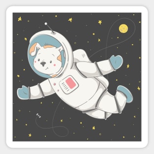 Lovely cute dog fling with the space station Sticker